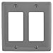 Hubbell Wiring Systems NPJ262GY Wall Plate, Nylon, Mid-Sized, 2-Gang, 2 Decorator, Gray