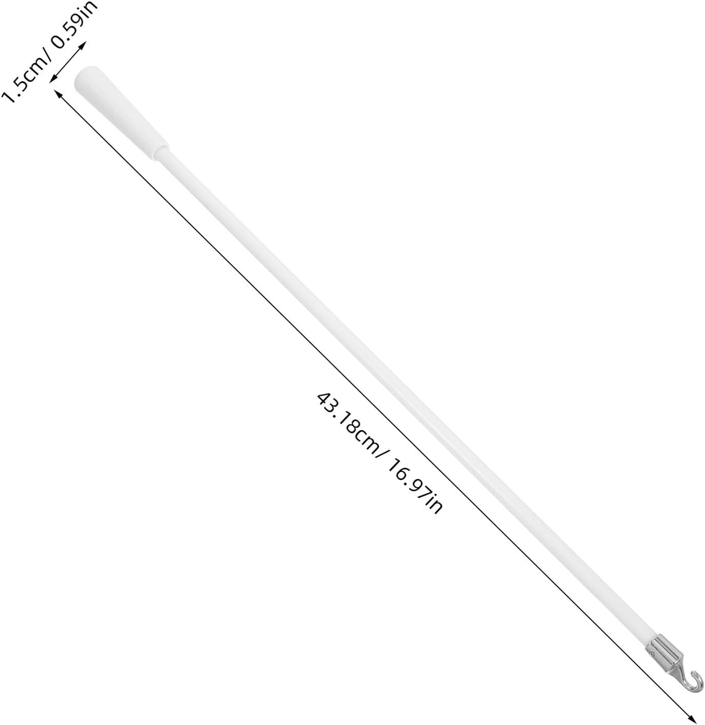 2pcs White Fiberglass Blind Wand 17-inch Curtain Pull Rod with Hook Vertical Window Blind Tilt Adjustment Hardware for Home Window Treatment