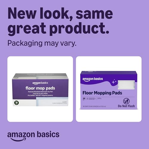 Image of Amazon Basics Floor Mopping Dry Pads, Super Absorbent, Fits Swiffer WetJet Mopping Systems, 36 Count, Packaging May Vary