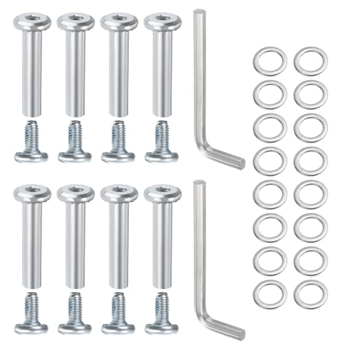 uxcell 8 Pcs Inline Skate Wheel Socket Screws, Roller Skate Replacement Accessories 1.12 x 0.24 Shaft Hex Socket Screws with 2 Pcs Installation Tools
