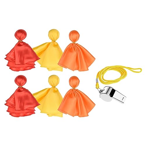 B Baosity 6PCS Professional Football Penalty Flag, Challenge Flag, Referee Tossing Flag, 3 Colors and Whistle