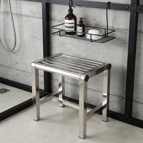 COLLBATH Taburete de Acero Inoxidable para Baño y Ducha, Banco Antideslizante Compacto 31x20x30 Cm, Asiento Portátil Seguro para Personas Mayores y Uso Doméstico - imagen 5