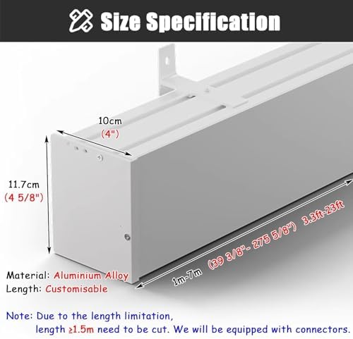 Extra Long 8ft Curtain Track Rod - Wall Mounted Cover for Living Room, Single Track Cassette Baffle System, Perfect for Home Décor & Stylish Window Treatments