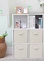 STORAGEIDEAS Storage Cubes, 11 Inch Cube Storage Bins, Set of 4, Fabric Foldable Storage Bins With Handles, Closet Storage Organizer Bins, Cubby Clothing Storage Baskets for Shelves, Beige