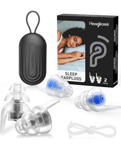 Tapones para los oídos para dormir, 2 pares de protectores auditivos de 36 dB, tapones para la noche contra los ronquidos, cancelación de ruido, tapones de silicona para trabajar, dormir de lado