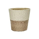 Household Essentials 2-Tone Woven Waste Basket, HandWoven Paper Rope Basket, Sturdy and Flexible, Great for the Bathroom, Office or Bedroom