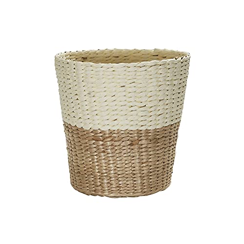 Household Essentials 2-Tone Woven Waste Basket, HandWoven Paper Rope Basket, Sturdy and Flexible, Great for the Bathroom, Office or Bedroom
