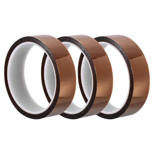 Image of uxcell Heat Resistant Tape - 3 Pcs High Temperature Heat Transfer Tape Polyimide Film Adhesive Tape 25mm x 33m(108ft)