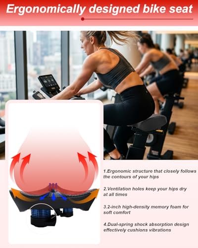 Image of Upgrade Oversize Bike Seat for Men Women, Extra Wide Noseless Bicycle Seat Cushion, Waterproof Comfort Memory Foam Bike Saddle Fit for Peloton Bikes, Exercise Bike, EBikes, City Bike