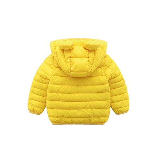CECORC Winter Coats for Little Kids with Hoods (Padded) Light Puffer Jacket for Outdoor Warmth, Travel, Snow Play | Little Girls, Little Boys | Baby, Infants, Toddlers, 3T, Yellow