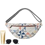 kivrimlarv Vintage Shoulder Bag - Quilted Tote | 36x32cm Bohemian Pouch with Soft Stitching, Printed Fabric Handbag with Lightweight Feel, Portable Storage Accessory, Casual Carry for Women Outings