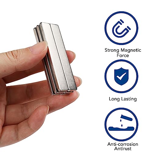 TRYMAG 25 Packs Heavy Duty Neodymium Magnet Bars 60x10x3mm, Strong Magnetic Strips Rare Earth with Double-Sided Adhesive, Powerful Metal Rectangular Magnets for Door, Craft, Fridge, Office
