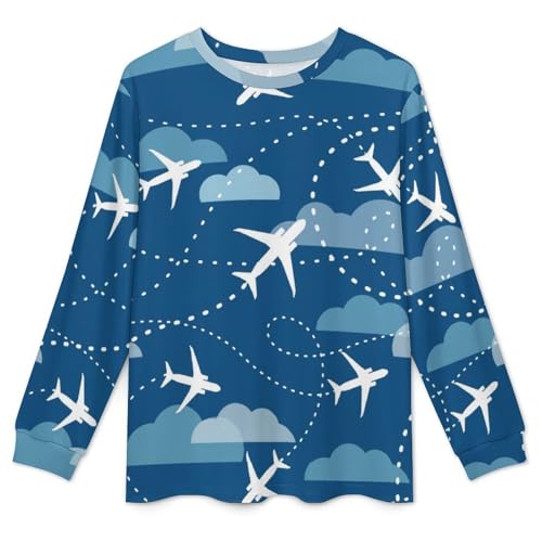 Airplane Aircraft Plane Pattern Men's Pajamas Sets Long Sleepwear Round Neck Loungewear3