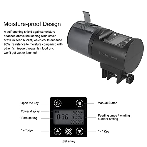 Tropinova Aquarium Automatic Fish Feeder Moisture-Proof Auto Fish Food Dispenser for Aquarium or Small Fish Turtle Tank - Image 5