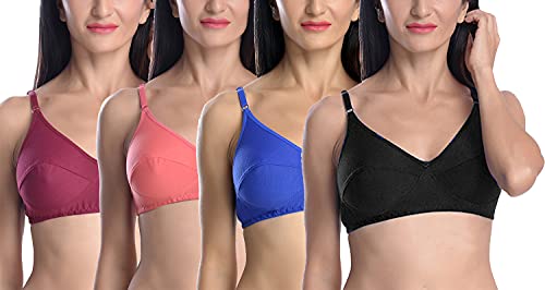 Image of StyFun Women Cotton Bra Non-Wired Bra, Non-Padded, Full Coverage Bra, Everyday Bras, Cup-B, Multicolor, Combo Pack