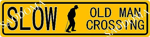Panneau « Old Man Crossing », panneaux de ralentissement pour quartiers, panneau d'avertissement pour la sécurité dans la rue, plaques en métal durables 40 x 10 cm
