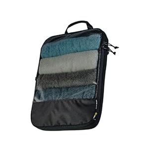 エレコム 旅行用 収納袋 圧縮袋 パッキングキューブ Lサイズ 20L 30×40×16.5㎝ 両面収納 コーデュラ 高耐久YKK製ファスナー採用 ブラック BMA-TRCS01LBK
