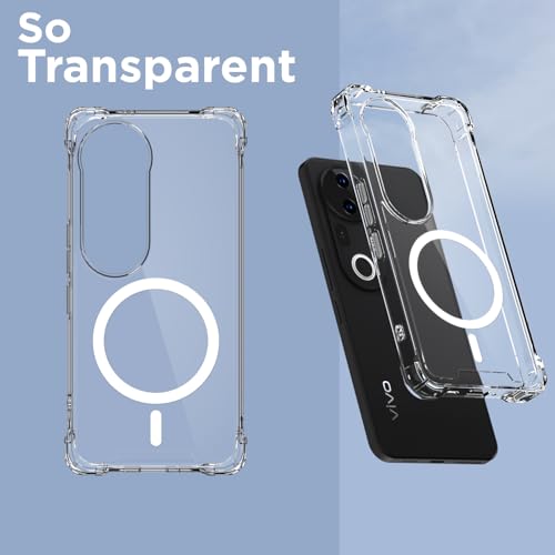 Image of Pikkme Back Cover for Vivo T4 Ultra 5G Mag-Safe Shockproof PC + TPU Protective Case Magnetic Support Bumper Case (Transparent Mag-Safe)
