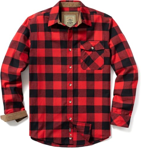 CQR Herren Langarm Flanell bequemes Button-up Baumwollhemd, Hof110 1pack -...