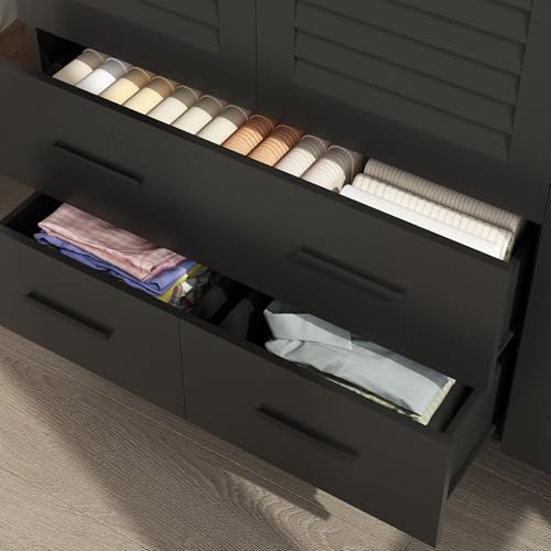 3doorarmoirewardrobeclosetcabinetwithdrawersandledlightsmultitiershelveshangingrod3louverdoorslargecapacitystoragewardrobearmoireforbedroom3doorsblack Urban Country Home Decor 3 door armoire wardrobe closet cabinet with drawers and led lights multi tier shelves hanging rod 3 louver doors large capacity storage wardrobe armoire for bedroom3 doors black urban country home decor