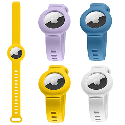 Miimall 対応Airtags 保護ケース 時計保護バンド Apple Airtags 子供用ベルト 調整可能 紛失防止 キズ防止 軽量小型 エアタグ バンド式カバー 男女兼用(4枚セットC)
