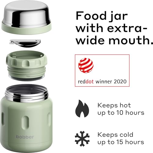 BOBBER 16 oz Insulated Stainless Steel Thermo for Hot Food, Extra-Wide Mouth Soup Container with Spoon and Bowl - Keeps Rice and Pasta Hot for 10 Hours and Salads Cold for 15 Hours (Green) by BOBBER - Image 2
