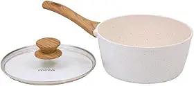 Mimo Style Panela Cook 20cm/2,25L - Estrutura em Alumínio, Revestimento Cerâmico. Alças e Cabos Soft-Touch. Fogão a Gás, Elétrico, Vitrocerâmico e Sistema de Indução (Mármol - Vanilla)
