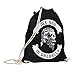 PlimPlom Sac de gym Viking en coton noir – See You In Valhalla Crâne Valknut Sac en tissu – Sac Viking, Noir , taille unique