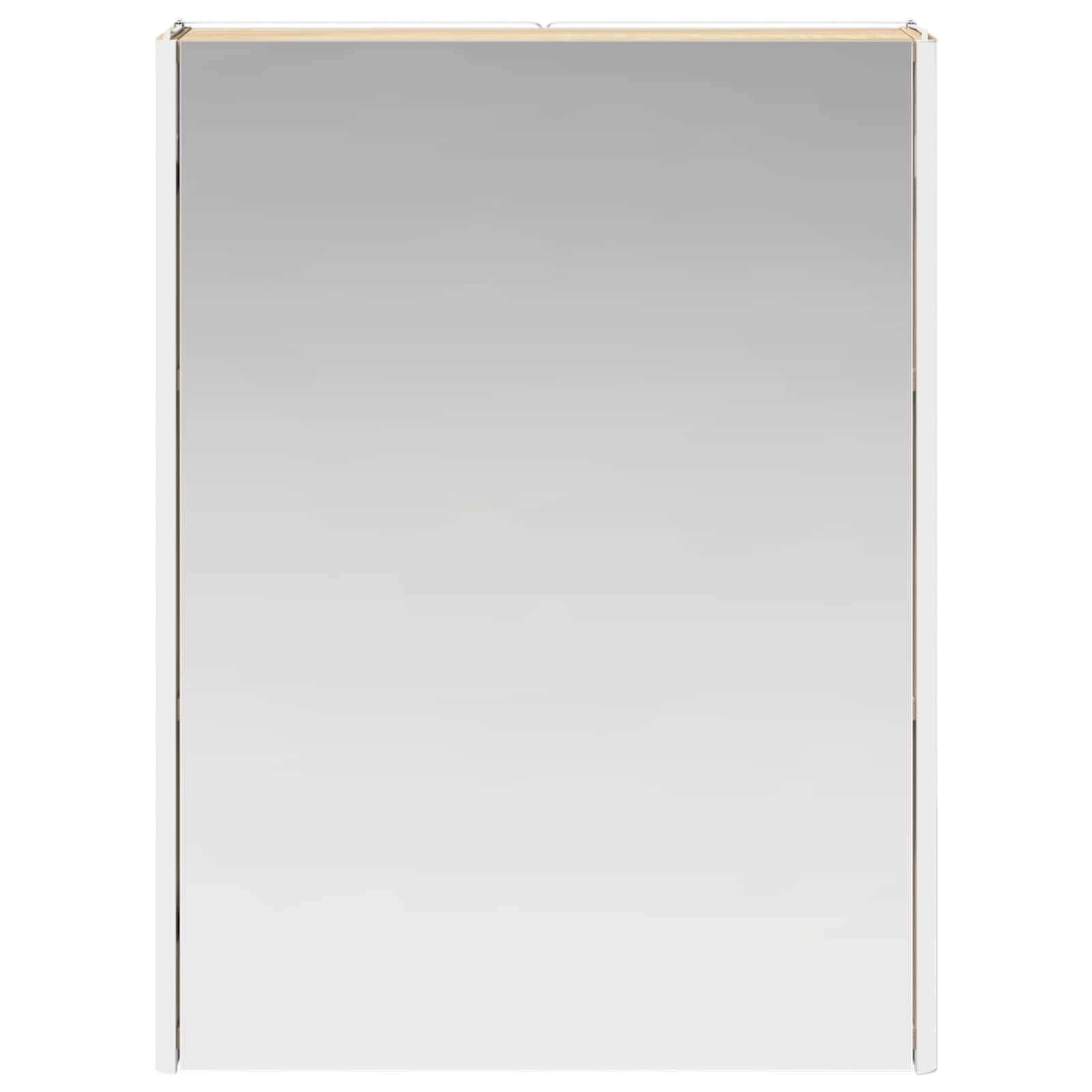 Szafka łazienkowa z lustrem dąb Sonoma z oświetleniem LED 53,5 x 15,5 x 70 cm, materiał drewnopochodny, montaż na ścianie, miejsce do przechowywania z półkami, meble łazienkowe do pralni i