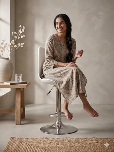 Image of activa Rapid Bar Stool Chair with Height Adjustable Design, Padded Seat & Footrest | Modern Metal Counter Stool for Kitchen, Home, Bar & Cafe Seating | Durable Comfort Chair (White & Grey, Set of 1)