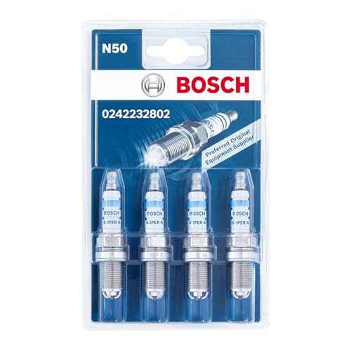 Bosch Super 4 0242232802 (N50) Spark Plug Set of 4 - for a Reliable Gasoline Engine Start and Long Service - with Robust Design
