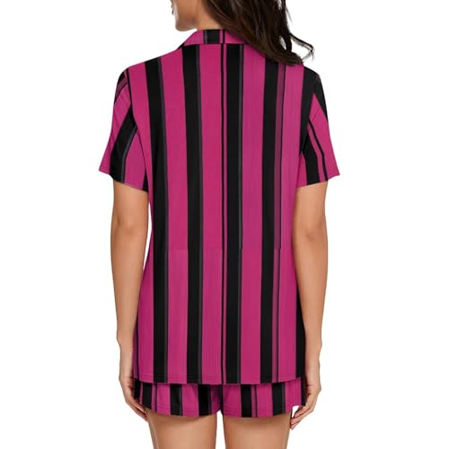 Image of Pjs Womens Short Sleeve Button Down Pajamas Set Two-Piece Nightwear with Pockets