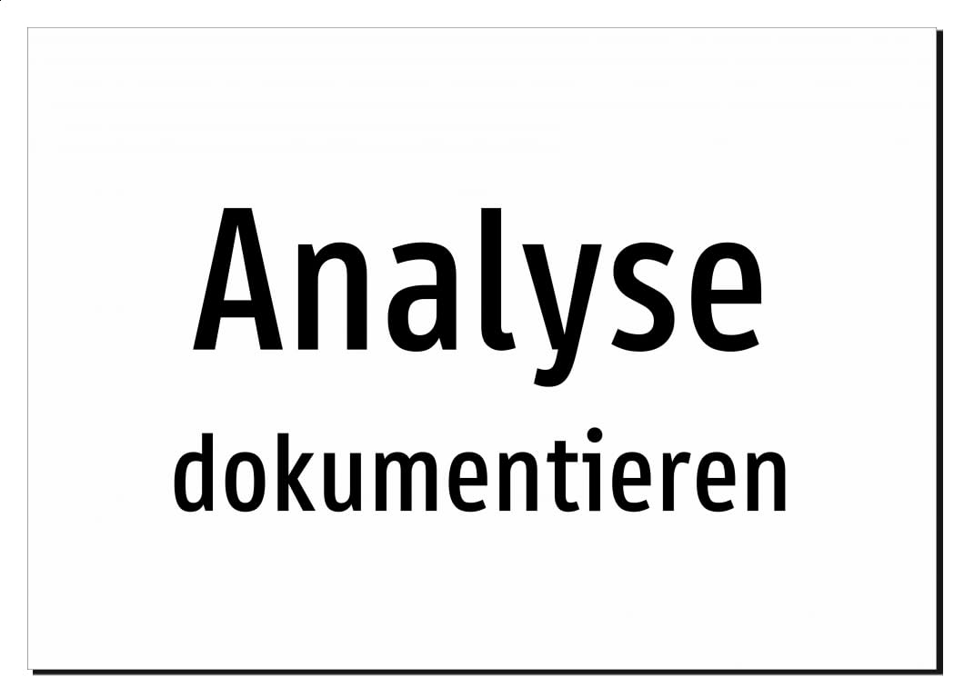 Analyse - dokumentieren | Aufkleber A2, 594 x 420mm | nur Text, ohne Symbolgrafik