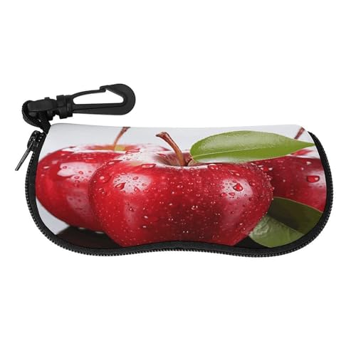 LZQPOEAS Red Apple Fruit Eyeglass Case Ultra Light Glasses Case Unisex Protective Sunglasses Case Large Sunglasses Pouch Travel Zipper Eyeglasses Holder Fashion Glasses Storage Bag