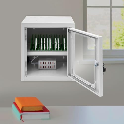 Image of 12-Device Charging Station, Charging Cabinet for Cellphones, Rechargeable Cellphone Locker Storage Charging Station, Locking and Charging Phone Storage Box, Cell Phone Charging Box