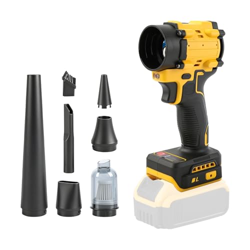 Cordless Duster Blower for Dewalt 18/20V 2 in 1 Handheld Vacuum Cleaner Brushless Leaf Blower 85000 RPM with Adjustable Speed & 5 Nozzles for Car Home Office Kitchen (No Battery) (Yellow for Dewalt)