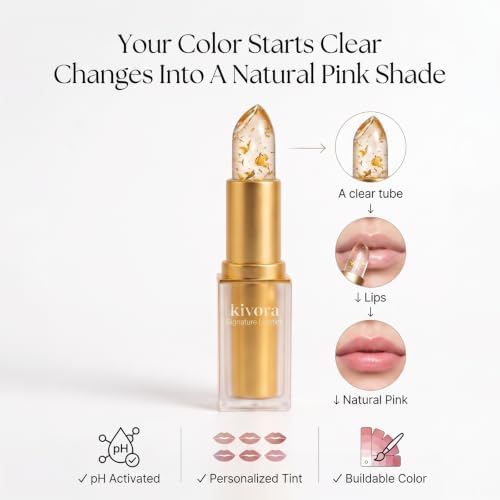 Nuvie Kivora Lipstick, Signature Clear Ph Color Changing Lipstick with Hyaluronic Acid, Hydrating Lip Balm for Mature Lips, Long Lasting Moisturizing Lip Color, Sheer Natural Pink，1Pc - 2