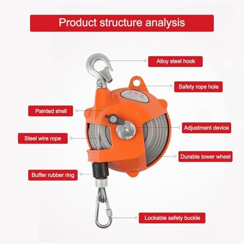 Adjustable Retractable Spring Balancer Tool Holder - 1.5m Wire Rope, Supports 1-3 Kg, Perfect for Workshop Tool Organization, Increases Efficiency & Productivity