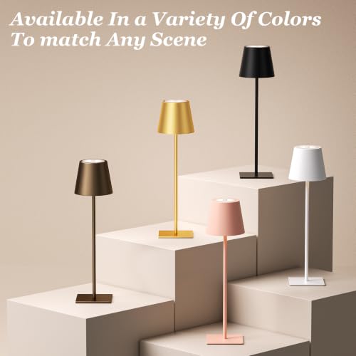 Image of Kakanuo Cordless Rechargeable Table Lamp Black 5000mAh Battery Operated Lamps, 3 Colors Stepless Dimming Touch Lamp for Dining, Living Room, Outdoor Patio, Kitchen Counter, 4 Pack