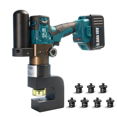 Electric Hydraulic Hole Puncher Max 3/16 Thick Metal Plate 7 Dies (1/4-3/4) 3-5s Fast Punch Portable Punch Tool with Case for Metal Fabrication & Electricians