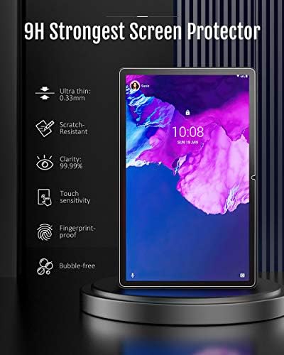 MoKo 2-Pack Screen Protector for Lenovo Tab P11 Plus 2021 (TB-J616F/607F)&P11 2020 (TB-J606F/606X/606L) 11", Anti-Bubble 9H HD Fingerprint-Free High-Sensitivity Tempered Glass Screen Protector Film