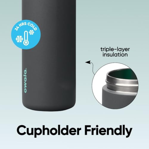 Image of Owala FreeSip Insulated Stainless Steel Water Bottle with Straw for Sports and Travel, BPA-Free, 24oz, Foggy Tide