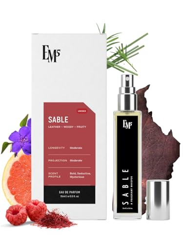 Image of EM5 Sable Unisex Perfume | Fruity Leather Aromatic Fragrance | Eau De Parfum Spray for Men & Women | Luxury Gift for Him & Her | 15 ml