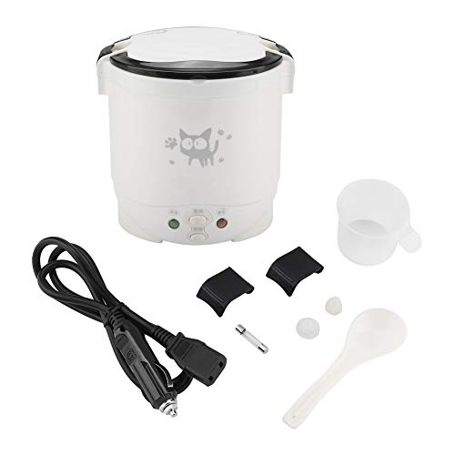 Rice Cooker 12V 100W 1L Multifunctional Mini Rice Cooker Cars Food for Cooking, Heating, Keeping warm(White)