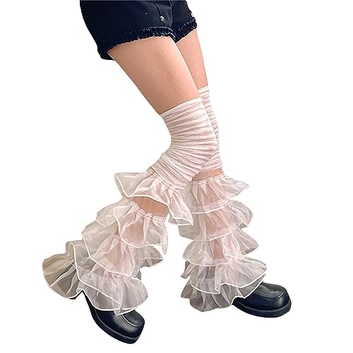 Image of Women Y2k Leg Warmers Ribbed Knitted Harajuku Kawaii Leg Warmers Streetwear