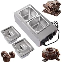 9 Lbs 2 Tanks Chocolate Tempering Machine, 800W Chocolate Melter, Chocolate Melting Pot with 86-185F Adjustable Temp, Stainless Steel Electric Commercial Food Warmer and Melter for Home or Bakery Use