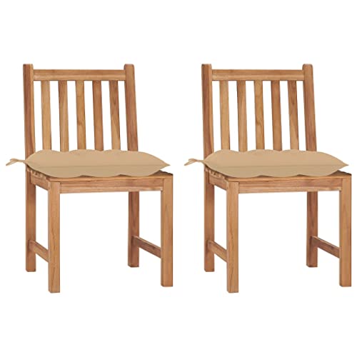 KCCKOM Patio Chairs 2 pcs with Cushions Solid Teak Wood, Outdoor Furniture, Outdoor Chairs