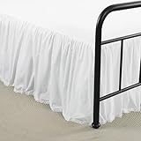 Vlocemon Full Size 14' Drop White Dust Ruffle, 100% Lightweight Cotton Ruffled Bed Skirt, French Coutry Style, Lace Ruffled Bed Skirt with Split Corners