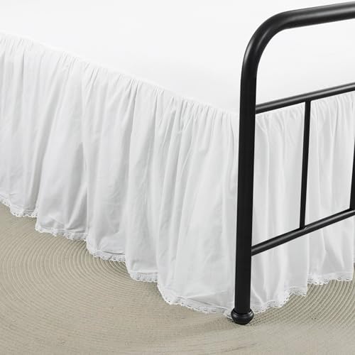 Fullsize18dropwhitedustrufflecrochetedgelacelightweightallcottonfrenchcoutrystyleruffledbedskirtwithsplitcornerseasyfitandsoft Urban Country Home Decor Full size 18 drop white dust ruffle crochet edge lace lightweight all cotton french coutry style ruffled bed skirt with split corners easy fit and soft urban country home decor