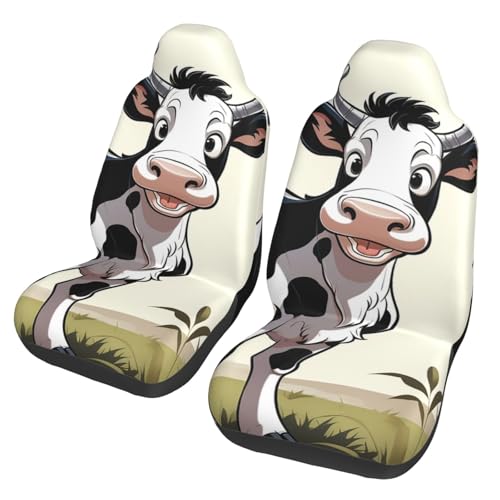 Housses de siège de voiture motif vache noire et blanche pour camionnette et camion | Lot de 2